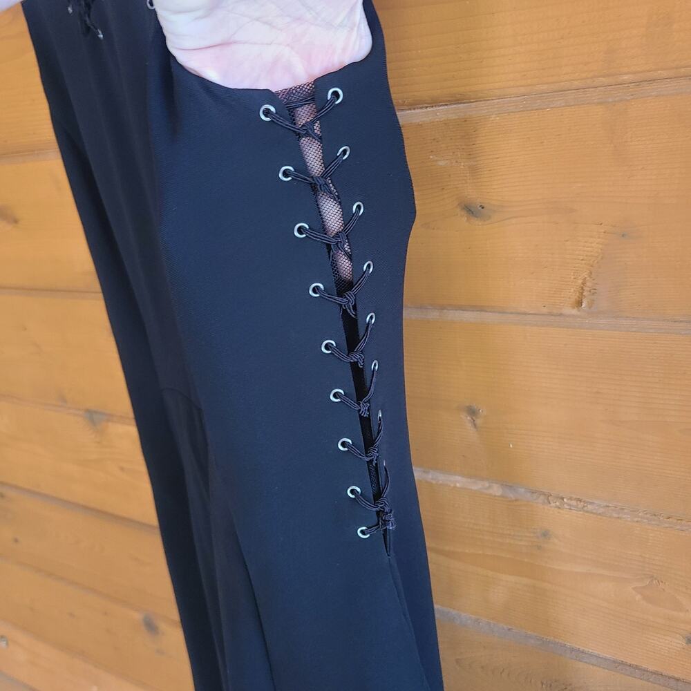 Rag & Bone Lillian Dress Black Gothic Grunge Lace Up Sides Cutout Collar 2 Mini - Picture 4 of 6